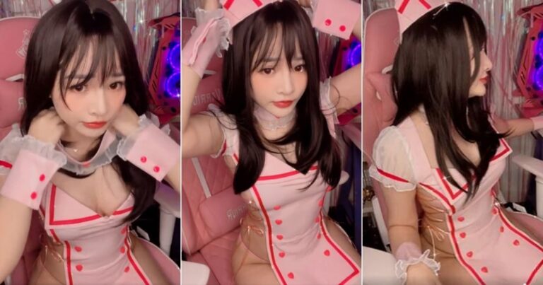 Nữ streamer Mimi Chan livestream cosplay y tá với trang phục “mặc như không mặc” quá hớ hênh