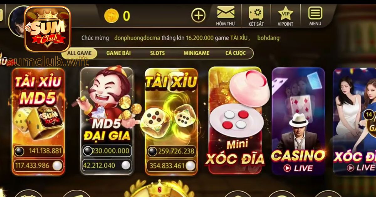 Sumclub: Trải Nghiệm Game Đỉnh Cao, Giao Diện Hiện Đại